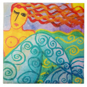 Sonnentag Meerjungfrau Abstrakte Malerei Fliese (Vorderseite)