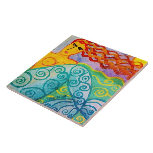 Sonnentag Meerjungfrau Abstrakte Malerei Fliese (Seite)