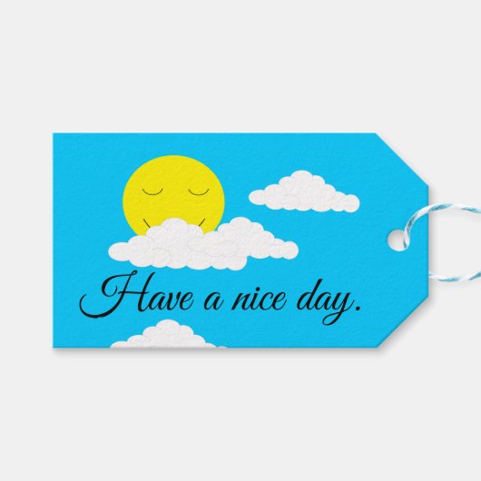Sonnentag mit puffigen Wolken Geschenkanhänger (Vorderseite (Horizontal))