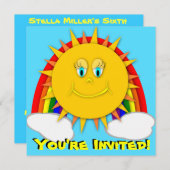 Sonnentag Regenbogen Geburtstagsparty Einladung (Vorne/Hinten)