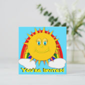 Sonnentag Regenbogen Geburtstagsparty Einladung (Stehend Vorderseite)