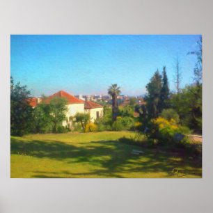 Sonnentag Yemin Moshe View JerIsalem Israel Öl Poster
