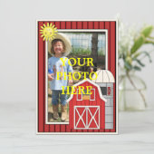 Sonnentags Rotbarn - Kinderdusche oder Party Einladung (Stehend Vorderseite)