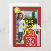 Sonnentags Rotbarn - Kinderdusche oder Party Einladung (Vorne/Hinten)