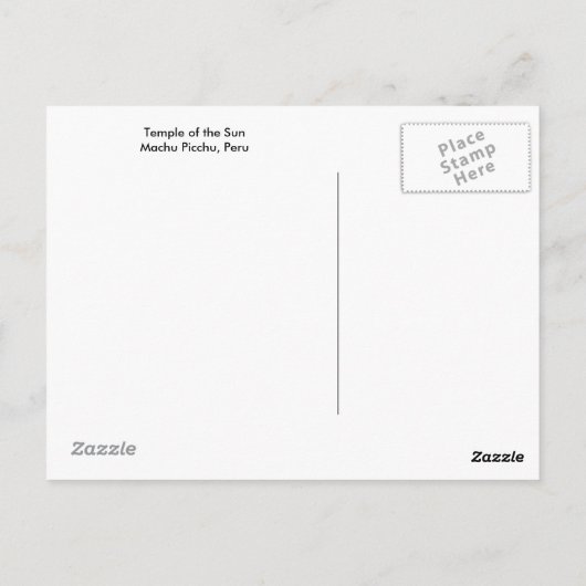 Sonnentempel, Machu Picchu, Peru Postkarte (Rückseite)