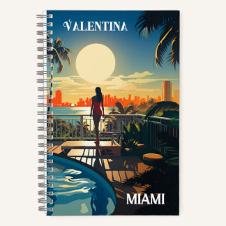 Sonnenterrasse mit Blick auf Miami Beach Notizblock