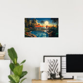 Sonnenterrasse mit Blick auf Miami Beach Poster (Heimbüro)