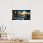 Sonnenterrasse mit Blick auf Miami Beach Poster (Küche)