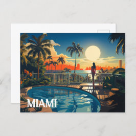 Sonnenterrasse mit Blick auf Miami Beach Postkarte