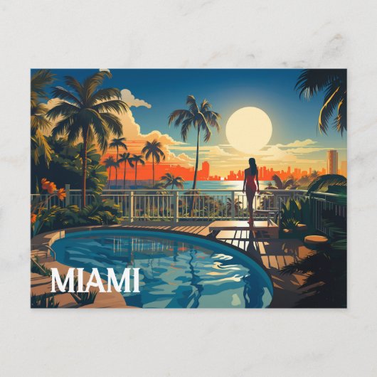 Sonnenterrasse mit Blick auf Miami Beach Postkarte (Vorderseite)