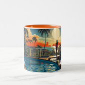 Sonnenterrasse mit Blick auf Miami Beach Zweifarbige Tasse (Mittel)
