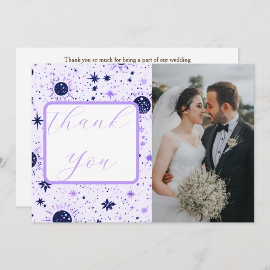 Sonnentouren mit Lila und schwarzen Himmelskörpern Dankeskarte (Vorne/Hinten)