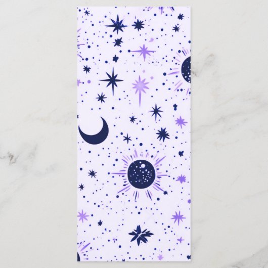 Sonnentouren mit Lila und schwarzen Himmelskörpern Menükarte (Rückseite)