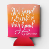 Sonnentrinken in Hand Pfirsichglühen Dosenkühler (Rückseite)