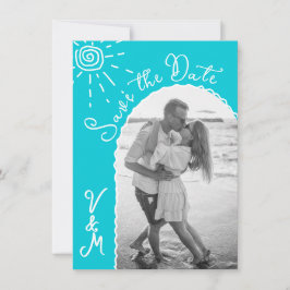 Sonnentropisches Foto Save the Date gezogen Einladung