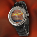 Sonnenuntergang 1577 armbanduhr<br><div class="desc">Malerei "Sunset 1577" Kollektion Diese Kristall-Uhr von Women's glänzt hell mit einem schwarz oder weiß lackierten Armband aus Emaillegierung und einem anpassbaren Gesicht. Sie werden die Liebe für die Zeit auf Ihre Uhr schauen. Personalisieren Sie die Produktseite oder klicken Sie auf die Schaltfläche "Anpassen", um weitere Designoptionen zu erhalten. Das...</div>