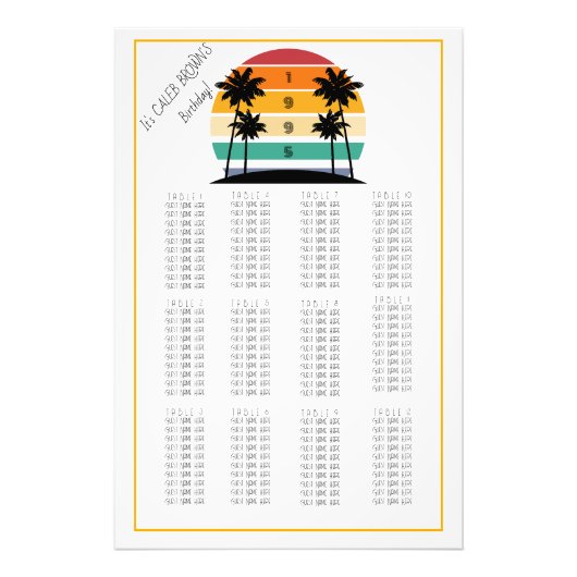 Sonnenuntergang 30. Retro Stripe Seating Chart 199 Fotodruck (Vorne)