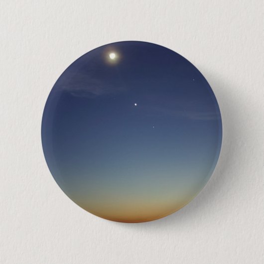 Sonnenuntergang-Abends-Mond-Sterne Button (Vorderseite)