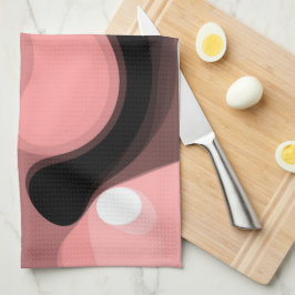 Sonnenuntergang: Abstrakt rosa, schwarz und weiß Geschirrtuch