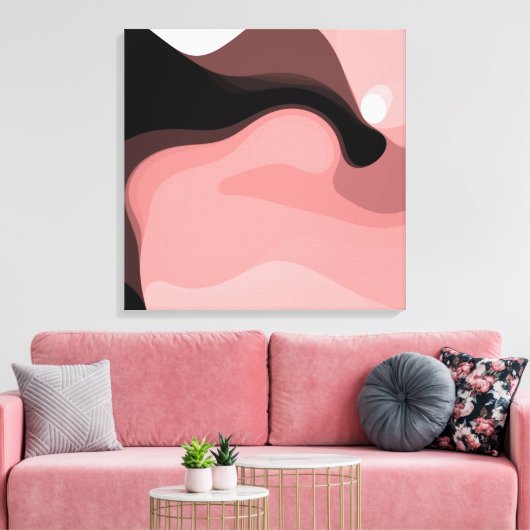Sonnenuntergang: Abstrakt rosa, schwarz und weiß Leinwanddruck (Insitu (Wohnzimmer))