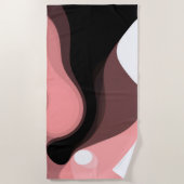 Sonnenuntergang: Abstrakt rosa, schwarz und weiß Strandtuch (Vorderseite)