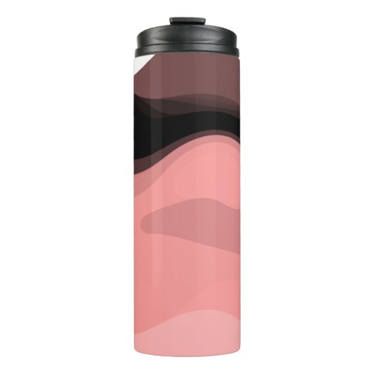 Sonnenuntergang: Abstrakt rosa, schwarz und weiß Thermosbecher (Vorderseite)