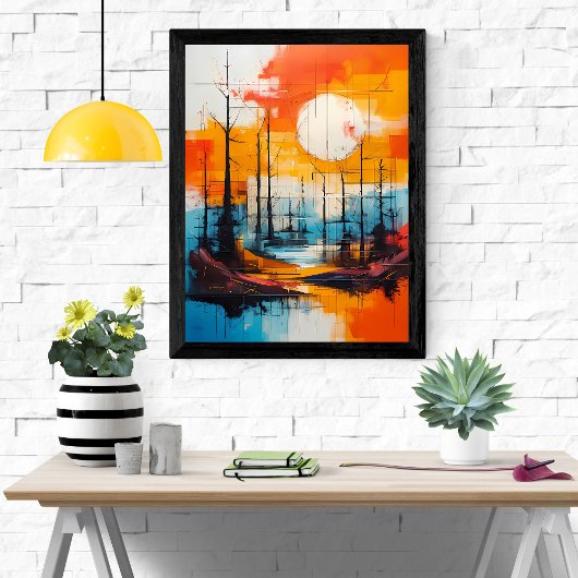 Sonnenuntergang - Abstrakte Landschaft Poster