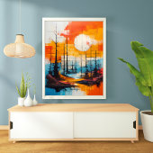 Sonnenuntergang - Abstrakte Landschaft Poster