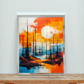 Sonnenuntergang - Abstrakte Landschaft Poster