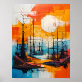 Sonnenuntergang - Abstrakte Landschaft Poster (Vorne)
