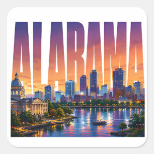 Sonnenuntergang Alabama Skyline Süden Reise Wahrze Quadratischer Aufkleber