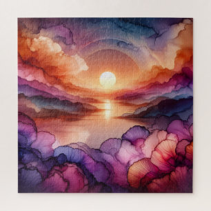 Sonnenuntergang Alkohol-Tinte Puzzle