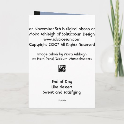 Sonnenuntergang am 5. November Karte (Rückseite)