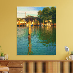 Sonnenuntergang am alten Wasserloch Leinwanddruck