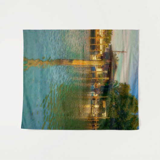 Sonnenuntergang am alten Wasserloch Wandteppich (Vorderseite (Horizontal))