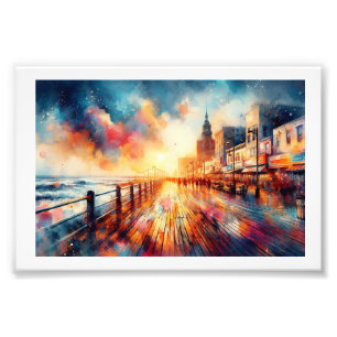 Sonnenuntergang am Atlantic City Boardwalk,  Fotodruck