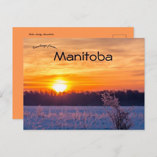 Sonnenuntergang am Audy Manitoba-See Postkarte (Vorne/Hinten)