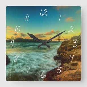 Sonnenuntergang am Bäcker-Strand Quadratische Wanduhr