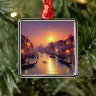 Sonnenuntergang am Canale Grande Digitale Kunst Ornament Aus Metall