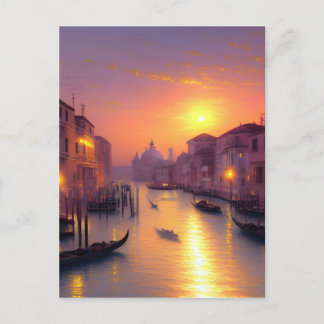 Sonnenuntergang am Canale Grande Digitale Kunst Postkarte