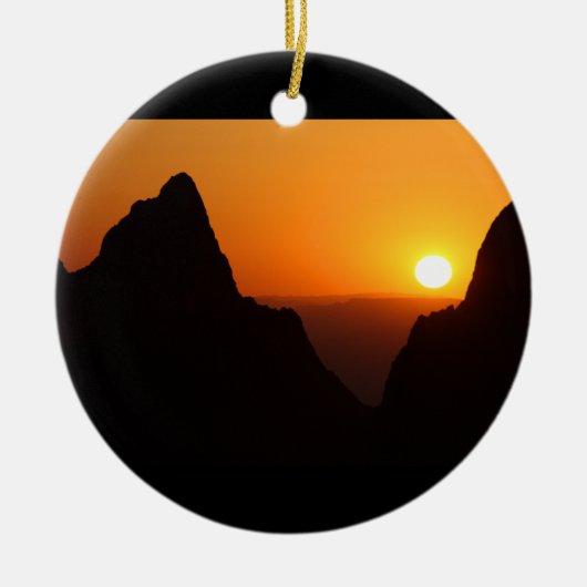 Sonnenuntergang am Fenster Keramik Ornament (Vorne)