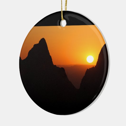 Sonnenuntergang am Fenster Keramik Ornament (Links)