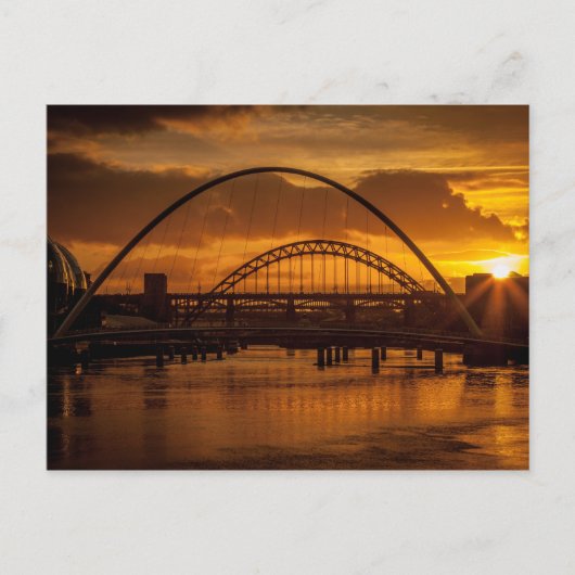 Sonnenuntergang am Fluss Tyne Postkarte (Vorderseite)