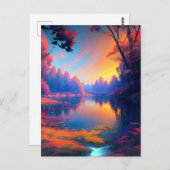 Sonnenuntergang am Forested Lake enthüllt Schönhei Postkarte (Vorne/Hinten)