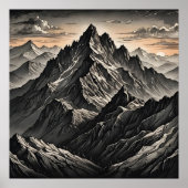 Sonnenuntergang am Gebirge Poster (Vorne)