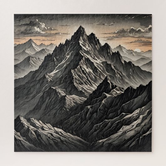 Sonnenuntergang am Gebirge Puzzle (Vertikal)