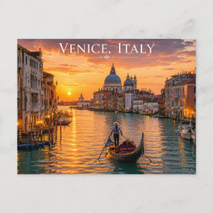 Sonnenuntergang am Grand Canal in Venedig Postkarte