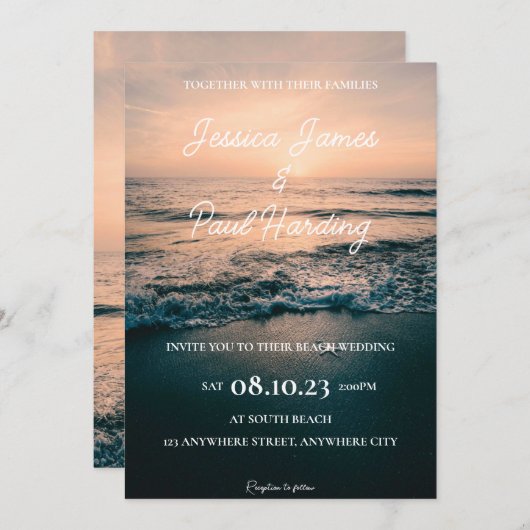 Sonnenuntergang am Horizont Einladung (Vorne/Hinten)