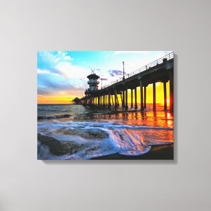 Sonnenuntergang am Huntington Beach Pier  Leinwanddruck