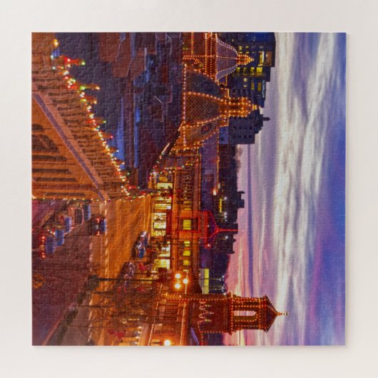 Sonnenuntergang am Kansas City Plaza Lights Jigsaw Puzzle (Horizontal)